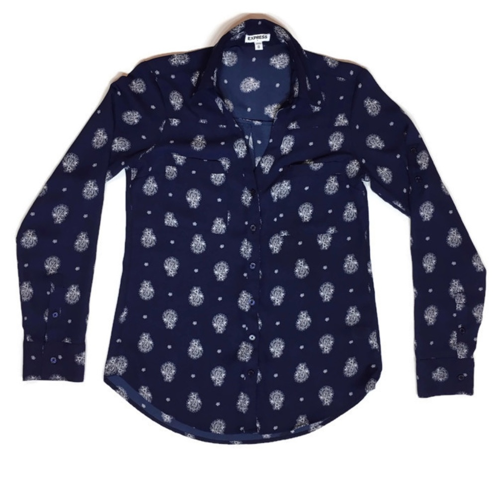 Express Button Down Portofino Shirt Navy Blue